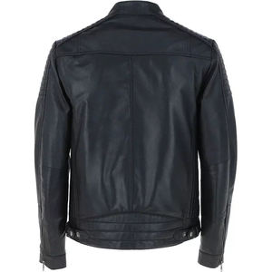 Chaqueta de cuero genuino de motorista para hombre, abrigo de cuero estilo moto con cremallera, chaquetas nuevas bordadas personalizadas de alta calidad 2025 - Product Image 2
