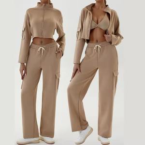 Vêtements décontractés pour femmes, cargo, coupe ample, jogging, sweatshirts à capuche, sweatshirts à fermeture éclair, survêtements courts - Product Image 1