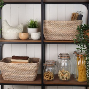 Artex Green Earth Set 2 Purbeck Rattan Wicker Handmade Eco-Friendly Modern <b>Rectangle</b> <b>Storage</b> <b>Baskets</b> Natural Rattan - Product Image 6