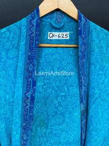 Robe Kimono en Soie Crêpe Faite Main de Luxe pour Femme, Douce et Fluide, Style Bohème, Cache-Maillot de Plage Printemps-Été-Automne, Taille Élastique - Product Image 2