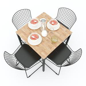 Square 70x70cm <b>Dining</b> <b>Table</b> with <b>Extendable</b> <b>Wood</b> Top and Iron Legs Assembly Required BA68041 Set - Product Image 3