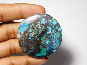 Cabochons Shattuckite ธรรมชาติรูปลักษณ์ที่สวยงามและพื้นผิวราคาขายส่งอัญมณีดูวิเศษ Shattuckite หินหลวม 159 ซอง(46*46 มม.) - Product Image 3