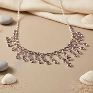 Collar de Plata 925 con Cristal de Amatista en Forma de Lágrima para Mujer - Product Image 2