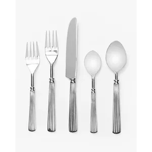 Amazon top seller glossy stainless steel cutlery set golden spoon fork knife metal flatware set For Hotel Wedding Dining Table