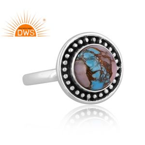 Meilleure vente bague empilable en argent Sterling oxydé Mojave cuivre opale rose pierre précieuse bijoux personnalisés pour les femmes cadeau pour elle - Product Image 4