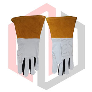 ถุงมือเชื่อมหนังวัวคุณภาพสูง ทนทาน หนังวัวแท้ ป้องกันการฉีกขาด ป้องกันการบาด ป้องกันความร้อน ถุงมือดับเพลิง 11 ออนซ์ - Product Image 5