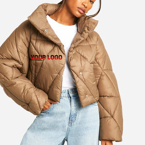 OEM/ODM chaqueta de burbujas impermeable y a prueba de viento de talla grande de color sólido para mujer chaqueta de burbujas cálida con cuello levantado - Product Image 1