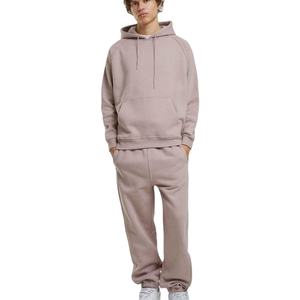 Ensemble de survêtement oversize en coton uni pour homme, avec sweat à capuche zippé et pantalon de jogging – Vente en gros - Product Image 4