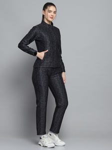 Nouveauté, survêtement imprimé noir à col montant pour femmes, ensemble OEM 2 pièces, ensemble femme 2 pièces sur toute la longueur, et ensemble survêtement - Product Image 6