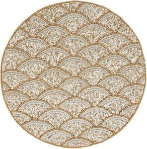 Hand Glass Beaded Scallop Placemat Gold <b>Table</b> <b>Mat</b> for Home Family Gatherings Banquets Wedding & Special Occasion - Product Image 2