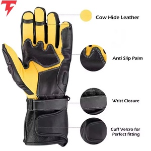 Motorbike Leather <b>Gloves</b> Wrist Length Plain Touchscreen Eco-Friendly <b>Fur</b> Lined Breathable Unlined Black Yellow Accents Four - Product Image 5