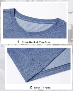 Conception OEM sur mesure 100% coton couleur unie gris bleu à manches courtes col en O T-shirt promotionnel pour femmes de grande taille du Bangladesh - Product Image 5