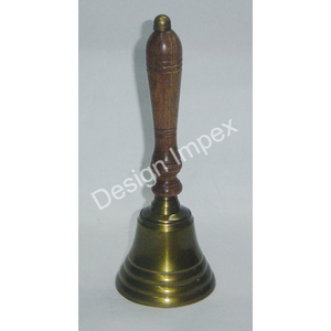 Campana niquelada con mango de madera Venta caliente Campanas de latón Campana decorativa para vacaciones y Navidad - Product Image 3