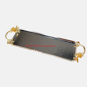 Plateau de service rectangulaire en métal avec plats et assiettes en forme de feuille pour les fêtes de mariage et les événements. - Product Image 2