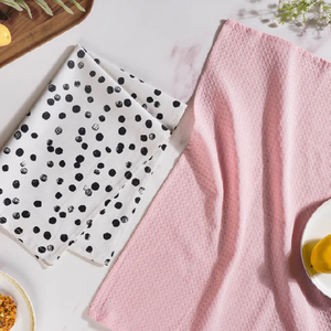 Rining blanc vert à motifs 45x60 cm 100% coton biologique certificat GOTS torchon de cuisine en gros ensembles de serviettes imprimés personnalisés - Product Image 5