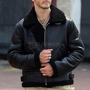 Servicios OEM 2024 Chaqueta de piel de oveja con logotipo personalizado para hombre Estilo de calle de cuello alto de alta calidad para uso en invierno - Product Image 2