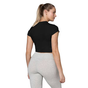 เสื้อยืดครอปผ้าฝ้าย100% ดีไซน์หลากสีเสื้อครอปทรงพอดีตัวลำลองแฟชั่นเข้ารูปปักลายพิมพ์ตกแต่ง - Product Image 3