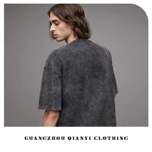 Wholesale 230GSM Blank 100% Cotton T-<b>shirts</b> Batik Short-sleeved Vintage t <b>Shirt</b> Oversized <b>Men's</b> Acid Washed T-<b>shirt</b> - Product Image 3