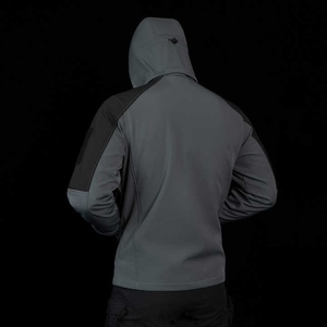 Chaqueta cortavientos deportiva informal de talla grande para hombre, gris, impermeable, de carcasa suave, con capucha para acampar al aire libre, trabajo, tela de lona - Product Image 3