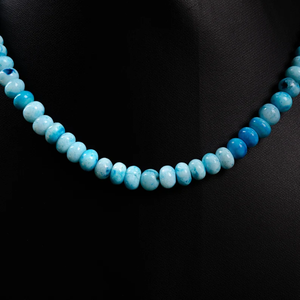 Collar de cuentas de ópalo azul Piedra preciosa de ópalo caramelo Collar de ópalo sombreado azul Joyería hecha a mano Cuentas de rondelle lisas de la India - Product Image 6