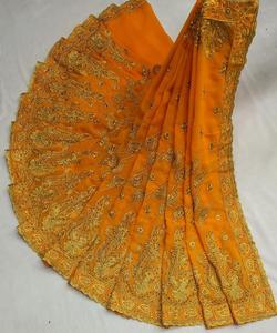 Georgette Mirror Work Sarees Avec Blouse Piece-Fabricant de gros pour les vêtements indiens et pakistanais pour femmes dans les tailles adultes Ethnic - Product Image 5