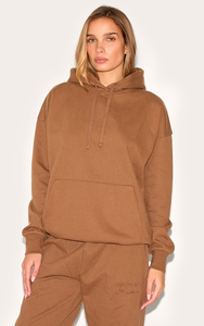 Sweat à capuche surdimensionné pour femme taupe la plus vendue Sweat à capuche zippé respirant anti-rides de haute qualité avec logo avant Technique délavé à la pierre - Product Image 4