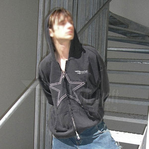 Fourniture directe d'usine hommes sweats à capuche à effet vintage couleur unie basiques hommes sweats à capuche à effet vintage - Product Image 2