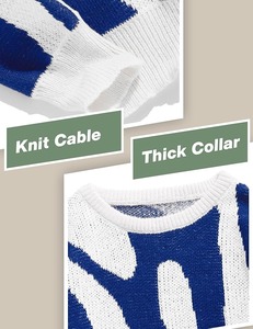 เสื้อสเวตเตอร์ถักลายภาพลวงตาแบบออปติคอลที่มีรูปแบบการเย็บปะติดปะต่อกันมีเข็มขัดป้องกันริ้วรอยปิดสบายๆสำหรับทุกเพศแฟชั่นฤดูหนาวจัมเปอร์ - Product Image 3