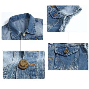 Chaleco vaquero sin mangas de ropa de calle de alta calidad personalizado chaleco vaquero lavado de algodón pesado chalecos para hombre chaquetas abrigos para hombre servicio OEM - Product Image 3