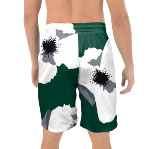 Ensemble chemise et short à manches courtes pour homme, imprimé floral, vert et blanc, tenue décontractée d'été, respirante, en polyester tricoté - Product Image 5