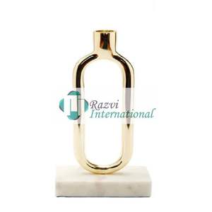 Gold Circular Loop <b>Taper</b> <b>Candle</b> Holder on Marble Base With 2 Sizes Candlestick Holders Premium Quality <b>Candle</b> Holders in India - Product Image 4