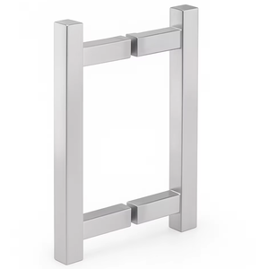Modern SS304 Stainless Steel Hotel Shower <b>Glass</b> <b>Door</b> Handle Set Minimalist Rectangle Design Durable Satin Finish Bathroom - Product Image 1