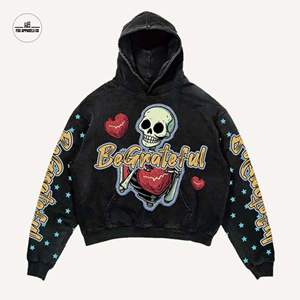 DTG hoodies รุ่นที่กำหนดเองคุณภาพสูงวินเทจผ้าฟลีซเก็บความร้อนพิมพ์ลายทั้งหมดด้วยสีดำและสีชมพูร้อน - Product Image 5