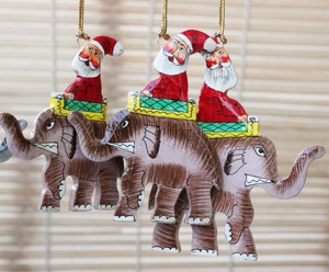 Santa Paper Mache Christmas Ornaments Tree Decoration Three Pieces Sets - Product Image 1