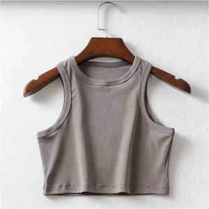 Women Knitted 100% Cotton Solid Color Halter Neck <b>Crop</b> Tank <b>Top</b> Eco-Friendly Hip Hop Casual Green - Product Image 3