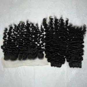 Producto de moda Color negro Natural Birmano Rizado Frontal Genius/Extensiones de cabello de doble trama Alta calidad vietnamita