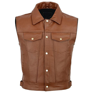 Chaleco de motociclista de cuero negro para hombre, Chaleco de carreras de motos estilo fuera de la ley, chaleco de montar sin mangas para invierno, maximiza el desgaste hecho - Product Image 1