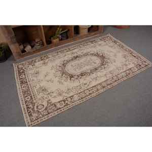 Alfombra turca vintage Beige-Marrón 3,8 X 6.6ft Área grande clásica con diseño de retazos Piel de conejo sintética Respaldo de látex 4m de ancho - Product Image 5