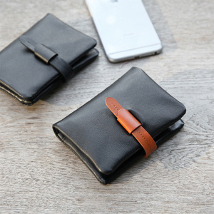 Cartera Corta de Negocios de Cuero Negro Genuino para Hombre, Hecha a Mano, Gran Capacidad, Diseño Elegante Real, Forro de Poliéster - Product Image 3