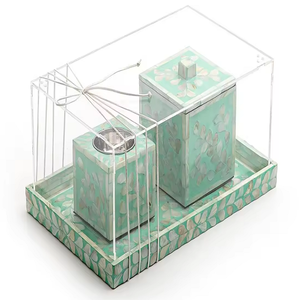 หัวเผาธูปสไตล์ตุรกีดีไซน์เนอร์สร้อยคอไข่มุกทำด้วยมือสีเขียวแบบอินเดีย - Product Image 1