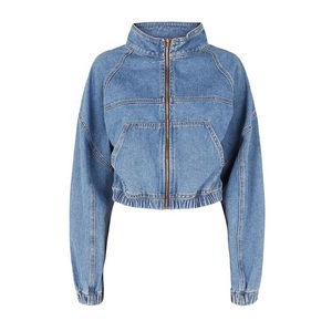แจ็กเก็ตยีนส์ลำลองสำหรับผู้หญิงมาใหม่เสื้อแจ็กเก็ตยีนส์ฟอกเอวยางยืดมีซิปสำหรับ2023 - Product Image 1