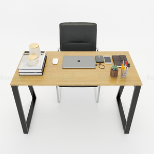 Minimalist Trapez Bamboo II <b>Desk</b> 120x60cm with Assembled Metal Legs - Product Image 3
