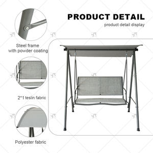 Chaise suspendue <span class=keywords><strong>double</strong></span> d'extérieur avec auvent, 2 places, cadre en métal, fer forgé, patio, jardin, plage, auvent de patio - Product Image 3