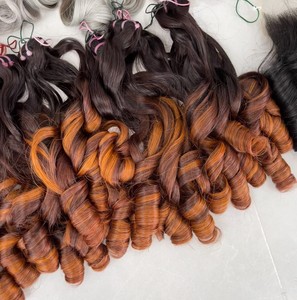 Extensions de cheveux humains vietnamiens de couleur personnalisée rebondissante de qualité supérieure paquets de cheveux bruts et frontal pour faire des perruques - Product Image 4