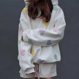 Sweat à capuche surdimensionné personnalisé de luxe pour femmes polaire en coton biologique blanc de haute qualité avec broderie patch style baggy - Product Image 1