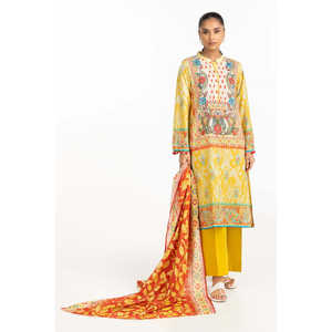 Traje Casual de 3 Piezas para Mujer, Estampado Amarillo, Transpirable, con Cuello Mandarín, para Verano - Product Image 2