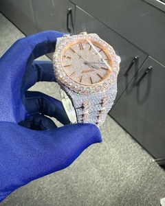 Véritable VVS Moissanite Rose Or Diamant Montre pour Hommes De Luxe Entièrement Glacé Style Hip Hop En Acier Inoxydable Pass Cadeau D'anniversaire - Product Image 3