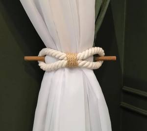 <b>White</b> Cotton Rope <b>Curtain</b> Tie Back: Handmade Eco Home Decor - Product Image 2