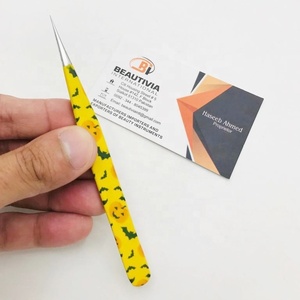Pinzas rectas de diseño personalizado para extensión de pestañas de acero inoxidable sostenible con papel de Punta puntiaguda impreso con logotipo personalizado - Product Image 1