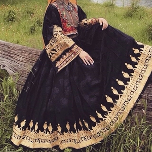 2025 vestidos vintage de estilo afgano de diseño personalizado para mujer color negro vestido de novia tradicional indio y pakistaní hecho a mano - Product Image 5